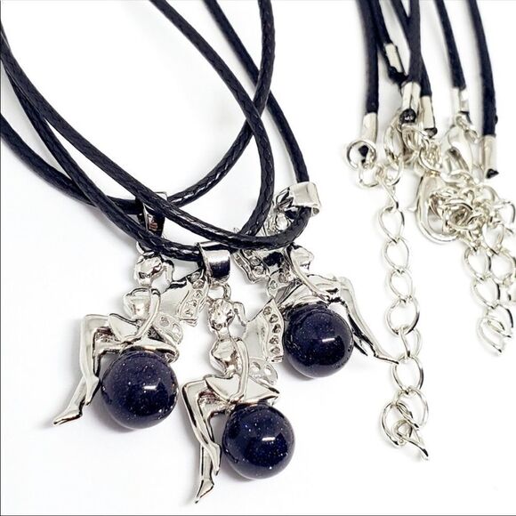 Necklace Blue Sand stoneย Fairy pendant on leather PlusโIpsyโbag - Picture 3 of 5